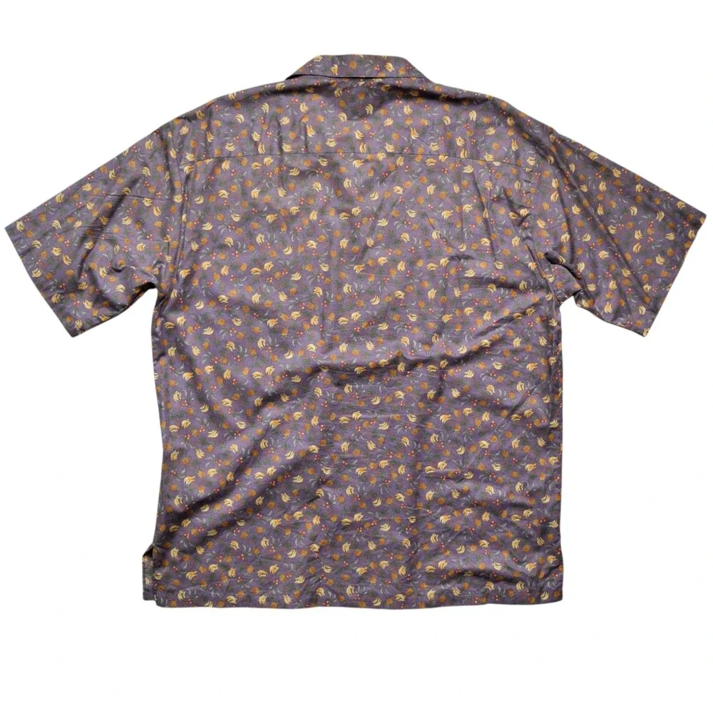 Tori Richard Hawaiian Shirt Mens L Cotton Lawn NWOT Purple Banana Pineapple USA